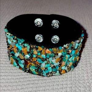 BoHo leather & stone bracelet